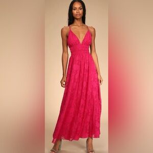 *New w Tags* Lulu's Vibrant Pink Maxi Dress